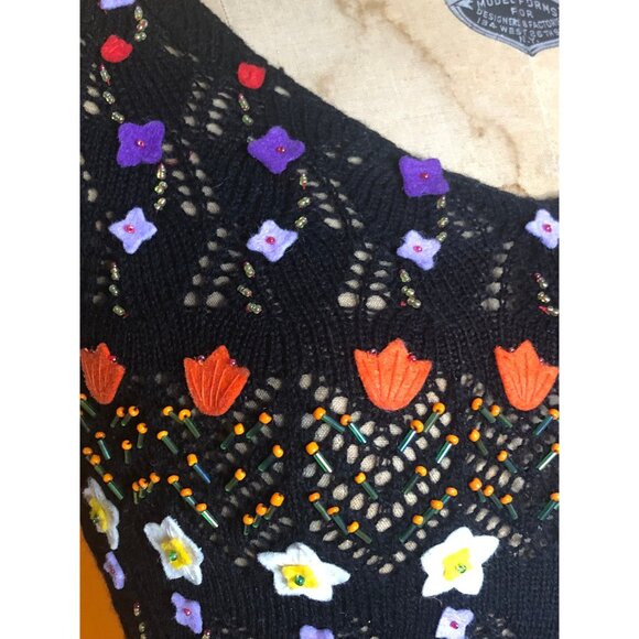 Y2K MOSCHINO CHEAP and CHIC Black Crochet Virgin Wool Short Sleeve & Maxi Skirt - Picture 6 of 10